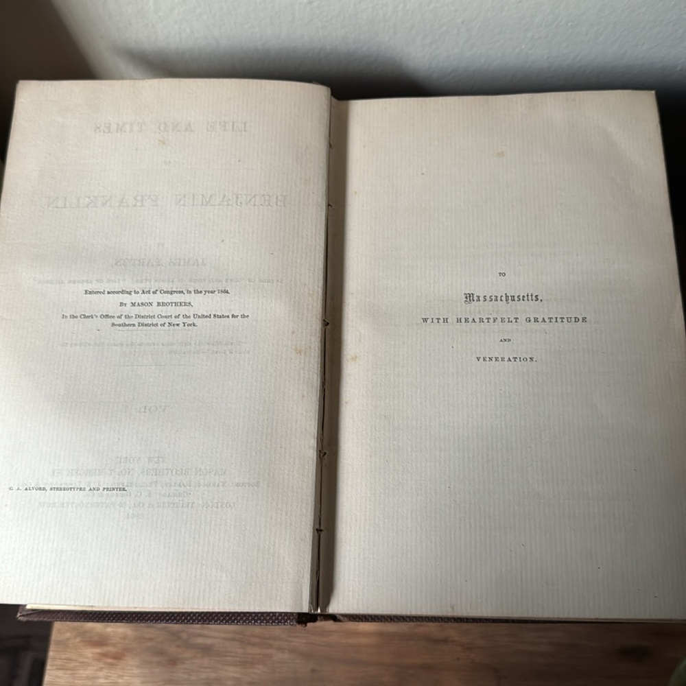 Vintage 1865 “Life and times of Benjamin Franklin” by James Parton Volume 1 - Picture 4 of 6